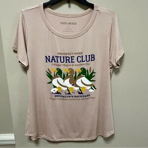 Violets Are Blue Sz S T Shirt Tan Prospect Park Brooklyn NWT Ducks 🦆 Nature Club